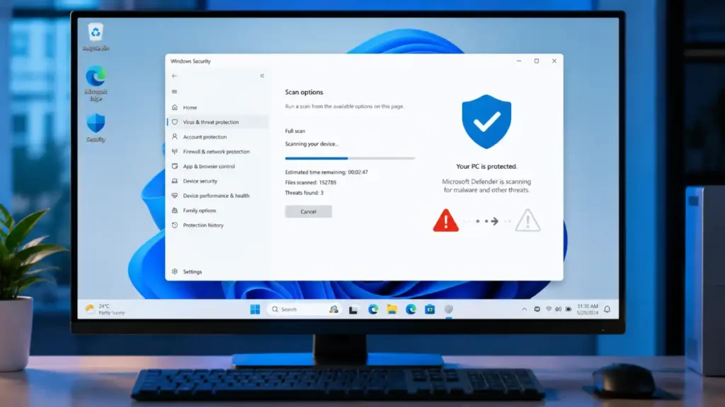 Remove malware from Windows 11 using Microsoft Defender.
