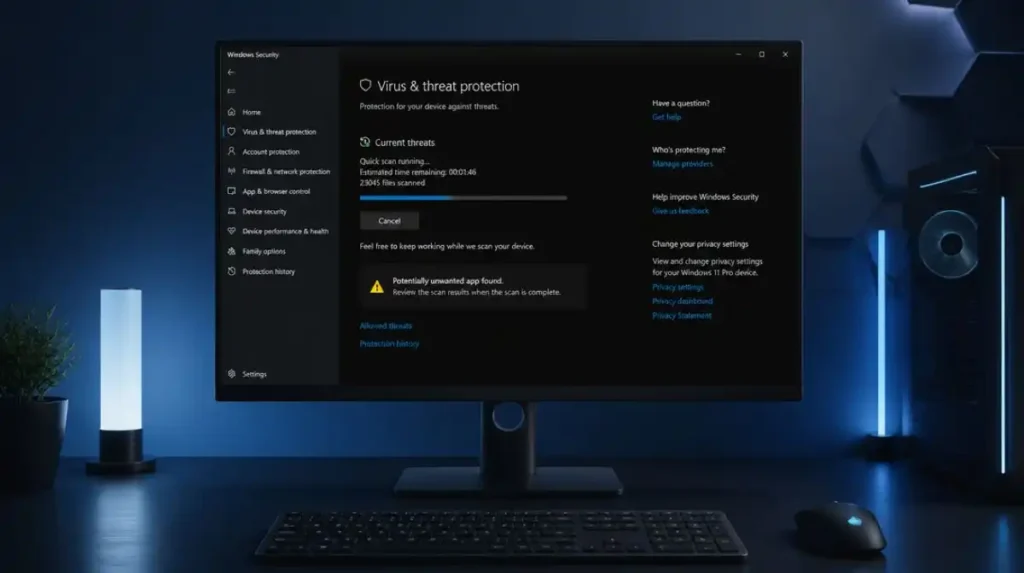 how to check if Windows 11 has a virus