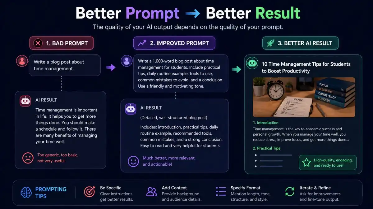 Example of writing effective AI prompts for beginners