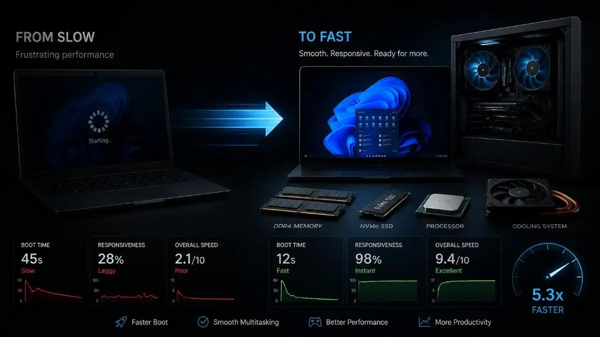 RAM and SSD hardware upgrades for improving Windows 11 performance