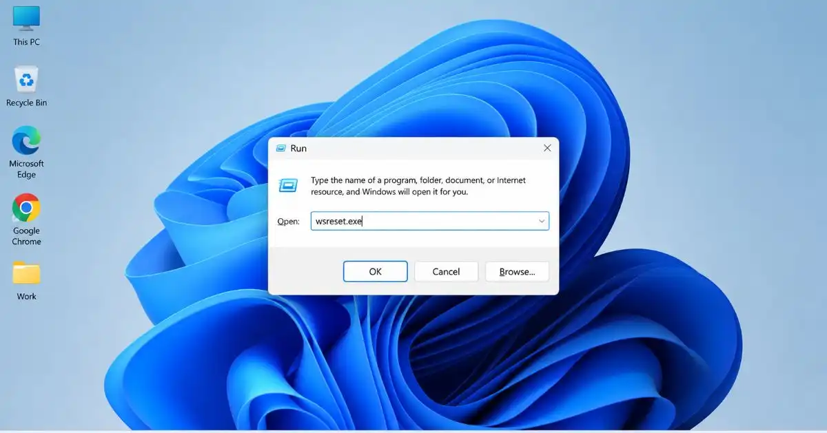 Clear Microsoft Store cache using Run in Windows 11